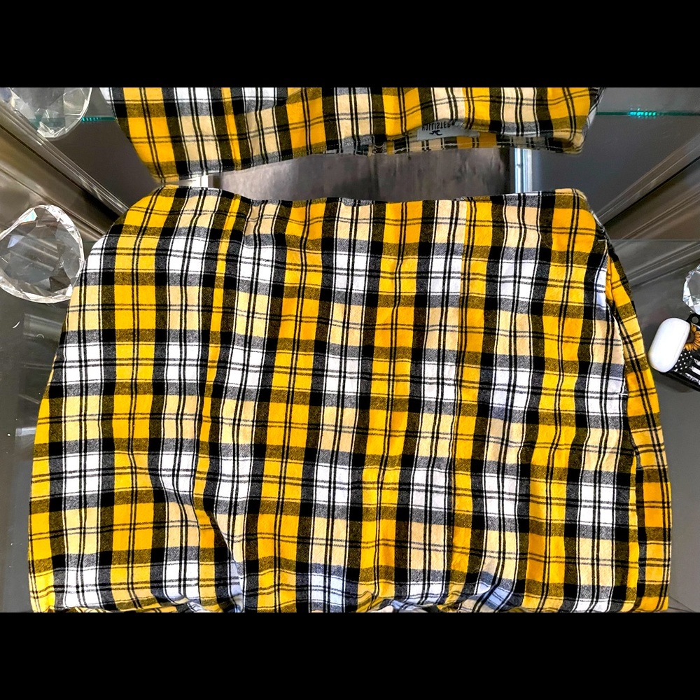 Hollister yellow plaid high rise skirt